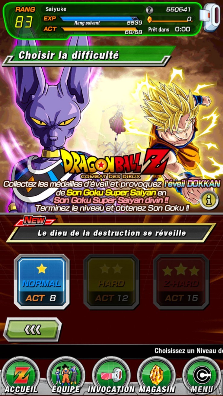 DBZ Dokkan Battle : Histoire Combat des Dieux