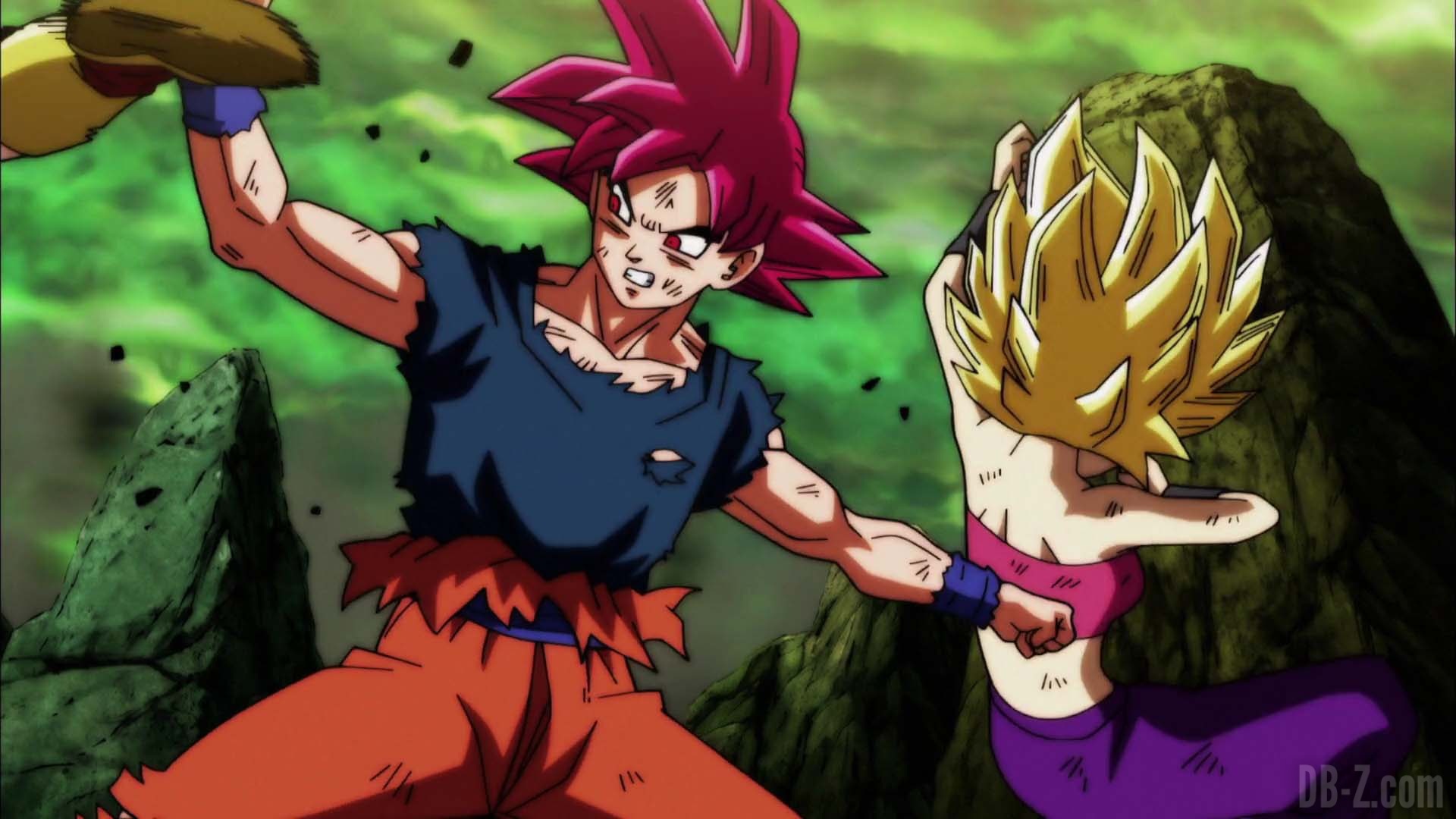 Dragon Ball Super Episode 114 0113 Goku Super Saiyan God Caulifla