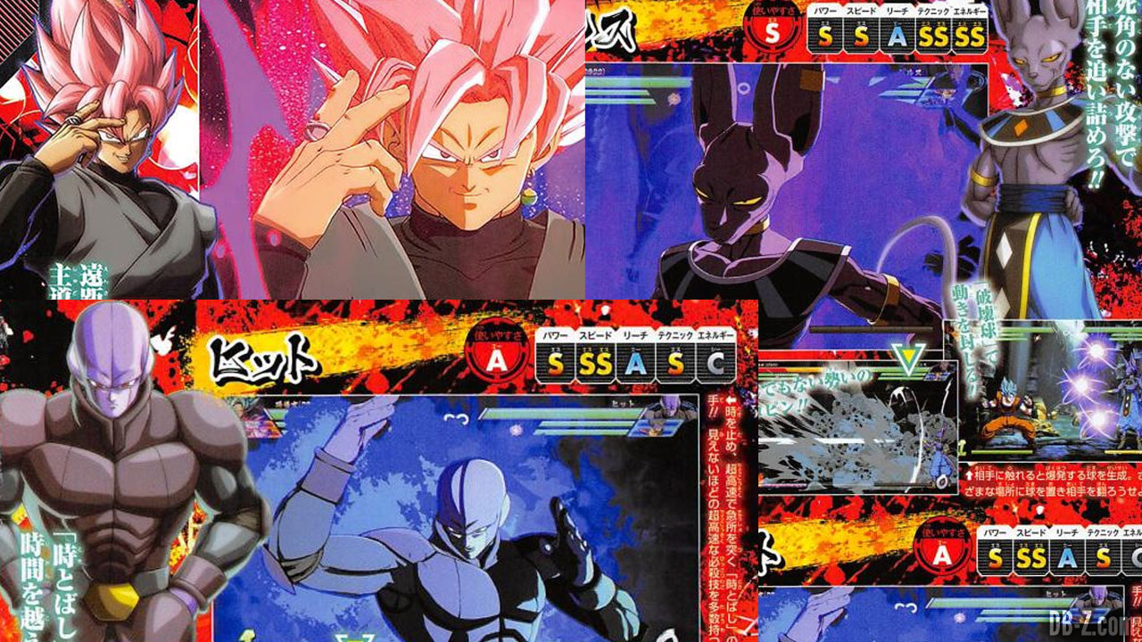 Goku Black, Hit e Beerus em Dragon Ball FighterZ