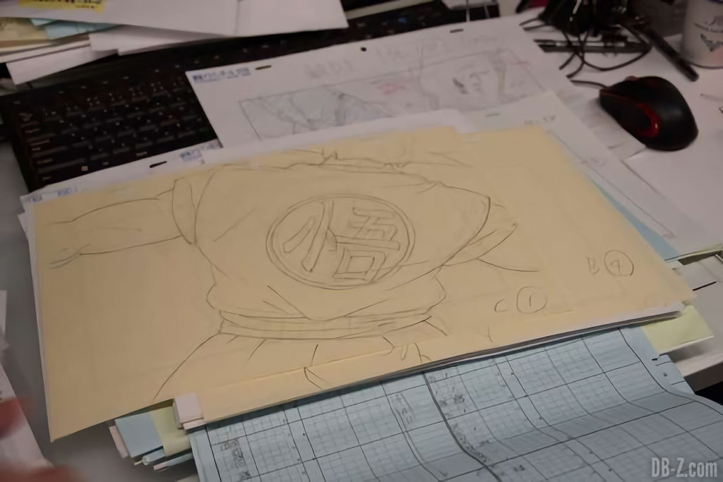 Croquis de Goku (dos) pour le film Dragon Ball Super Broly