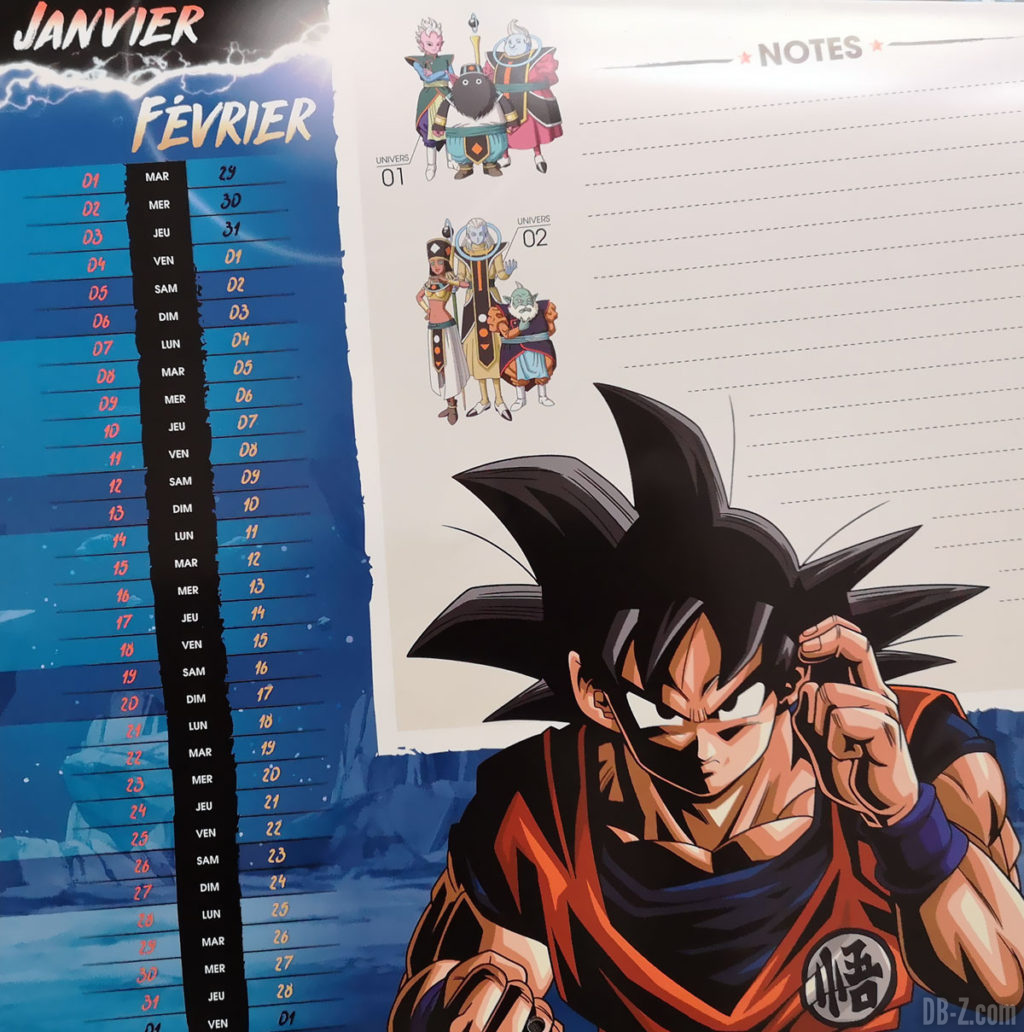 Calendrier Dragon Ball Super 2019 - Janvier / Février