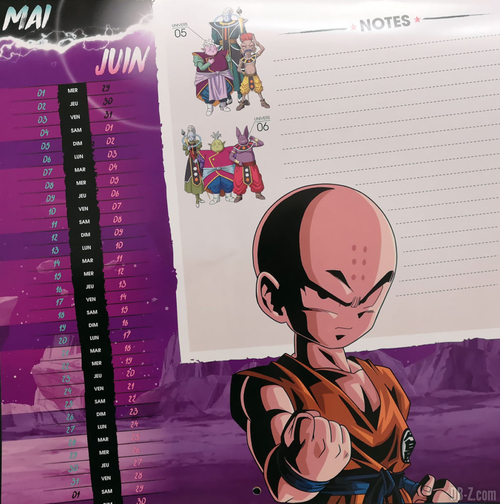 Calendrier Dragon Ball Super 2019 - Mai / Juin