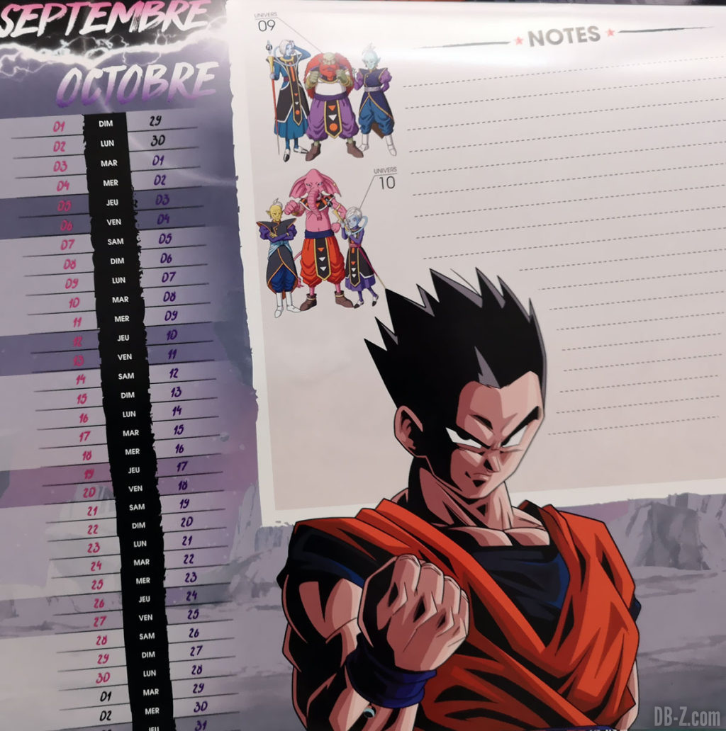 Calendrier Dragon Ball Super 2019 - Septembre / Octobre