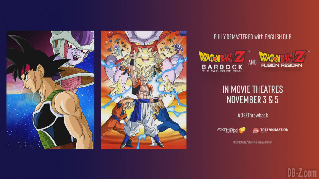 Dragon Ball Z Bardock et Fusions remasterisés en anglais au cinéma