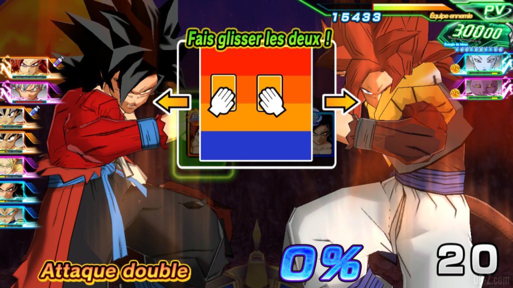 Goku (Xeno) Super Saiyan 4 et Gogeta Super Saiyan 4 dans SDBH World Mission