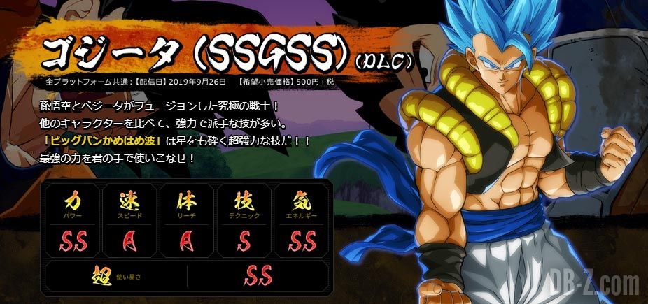 Statistiques Gogeta SSGSS DBFZ