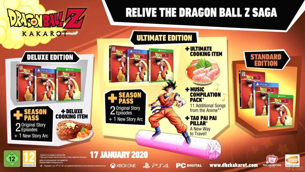 Dragon Ball Z Kakarot Différentes versions