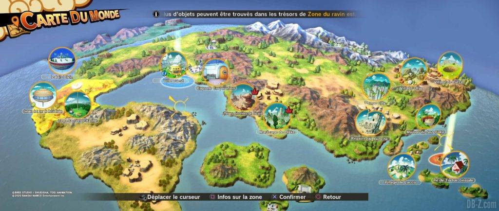Carte du Monde Dragon Ball Z Kakarot