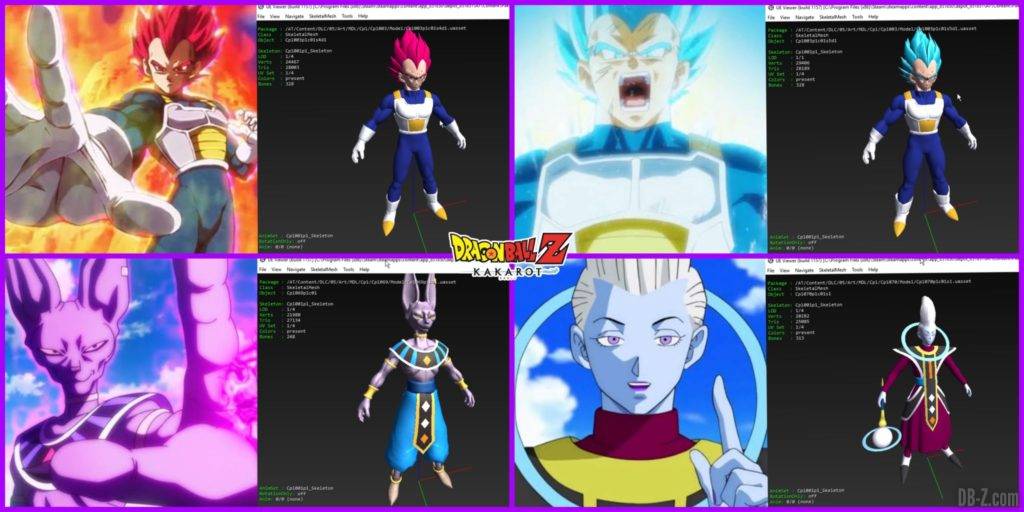 Data Mining Les modèles de Vegeta SSG Vegeta SSGSS Beerus et Whis trouvés dans Dragon Ball Z Kakarot