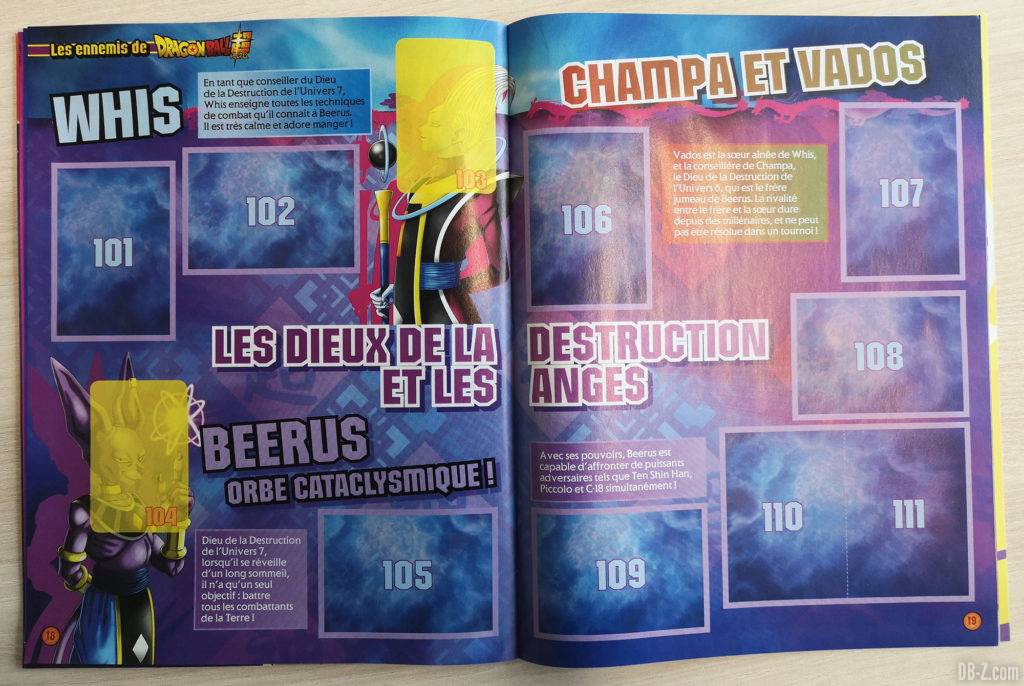 Album Panini Dragon Ball Super 2 Whis Champa et Vados