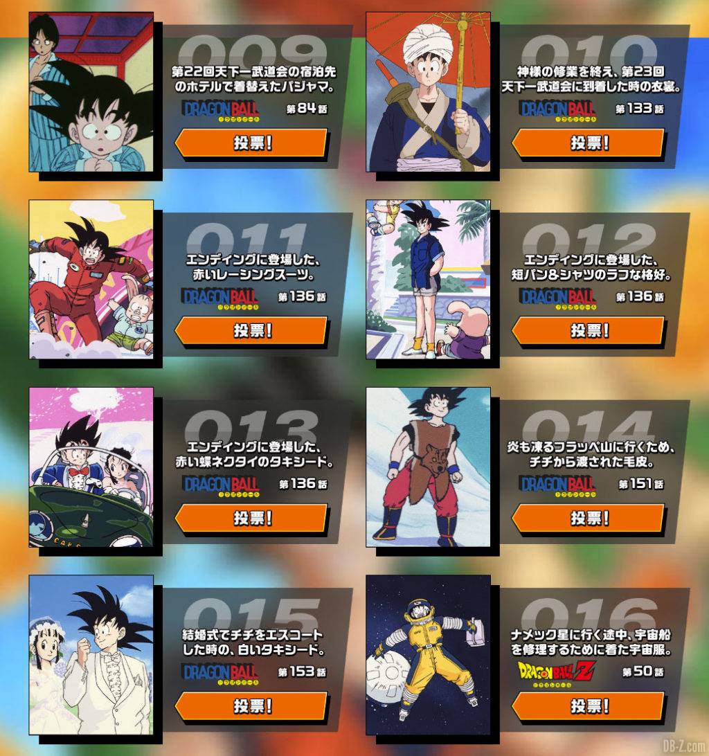 Vote Kakarot Collection Goku Day 2020 partie 2