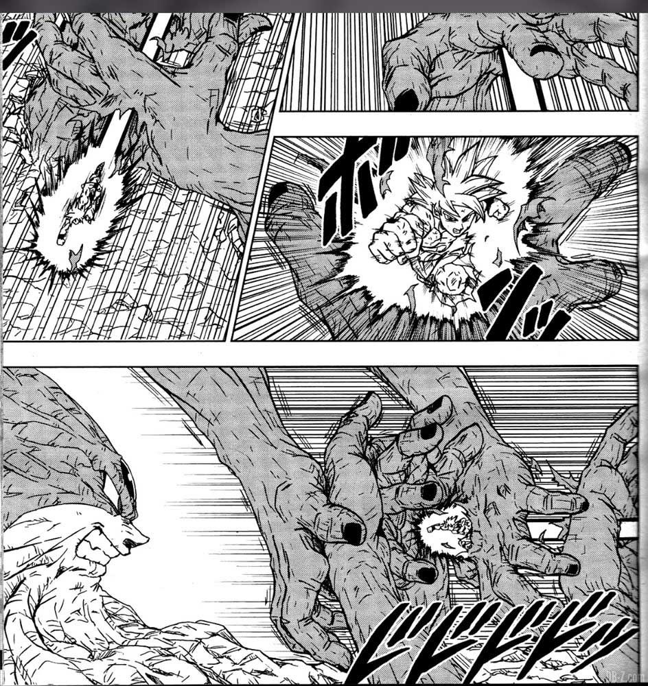 DBS chapitre 66 Goku UI perce les mains de Moro