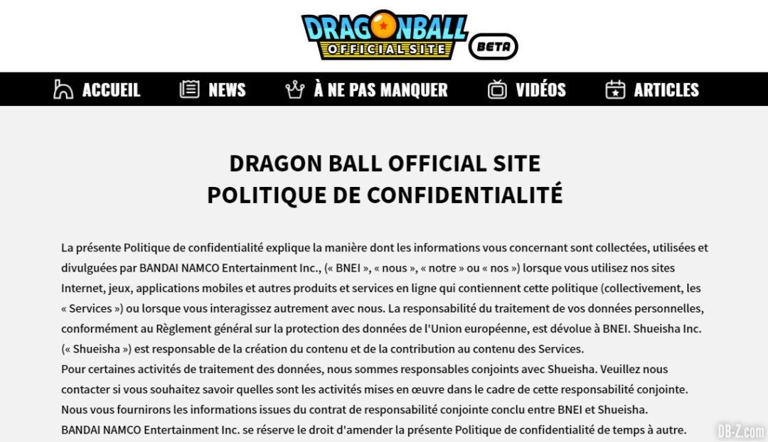 Site officiel Dragon Ball