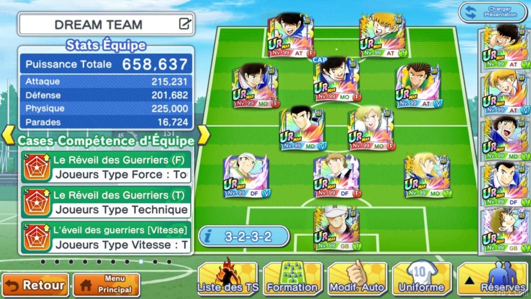Captain Tsubasa Dream Team Composition Equipe