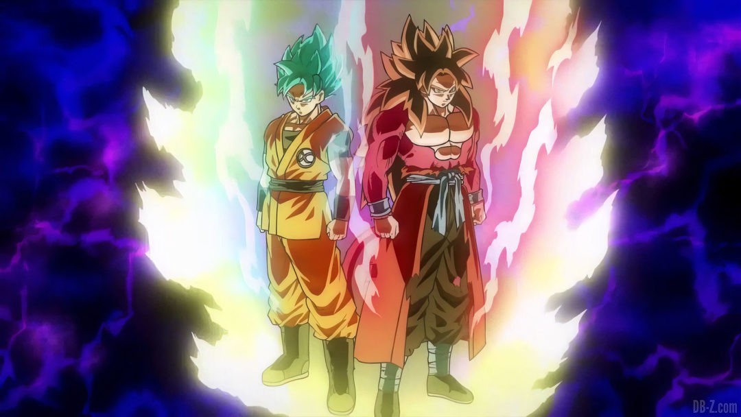 Goku SSGSS et Goku Xeno SS4 Fusion de Ki