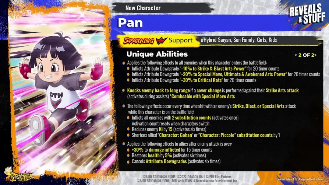 Dragon Ball Legends Pan DBS Super Hero Stats 2