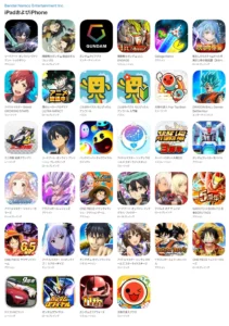 Liste des jeux mobiles de Bandai Namco au Japon