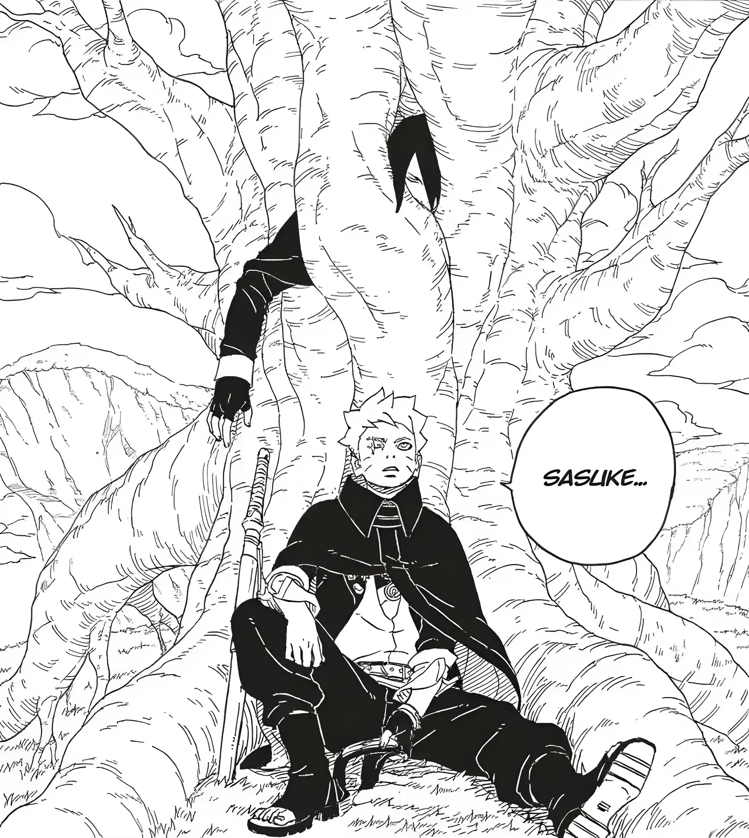 Boruto Sasuke dans arbre