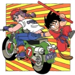 Goku et Bulma en moto
